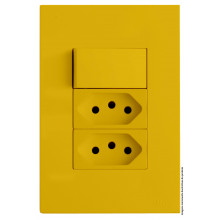 Conjunto Interruptor Simples + 2 Tomada 10a 4x2 - RECTA MOSTARDA SATIN FOSCO